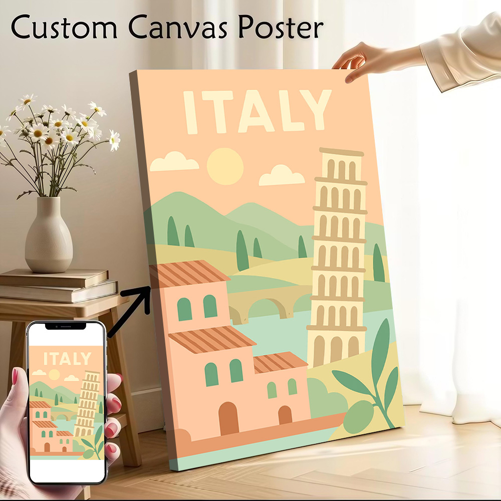 Travel Accessories Italy - Poster Seni Dinding Kanvas Perjalanan Italia