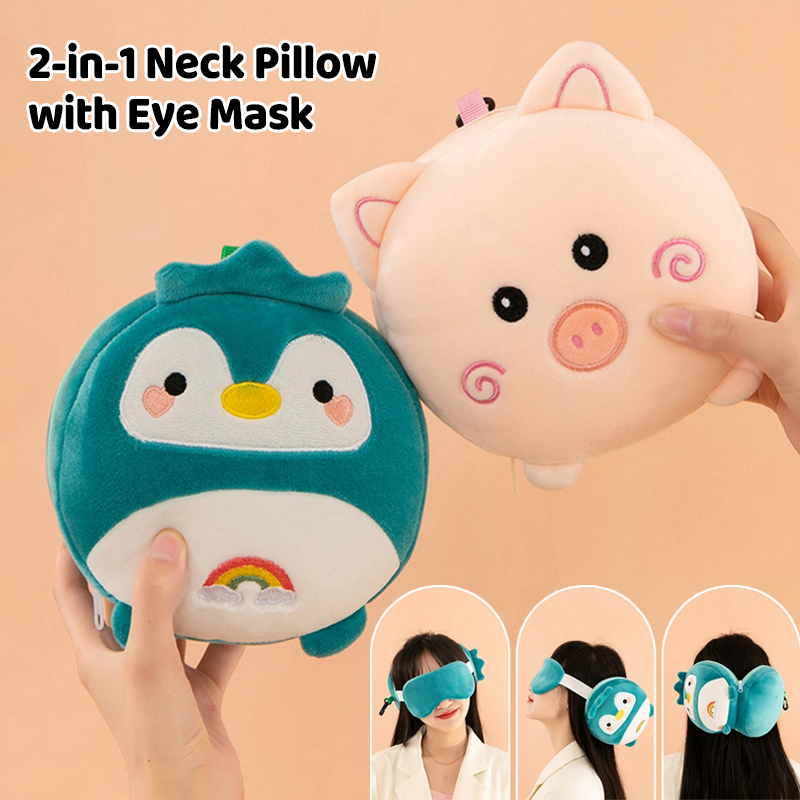 Travel Accessories Pillow - (BF06) Bantal Leher Kartun 2-In-1 dengan