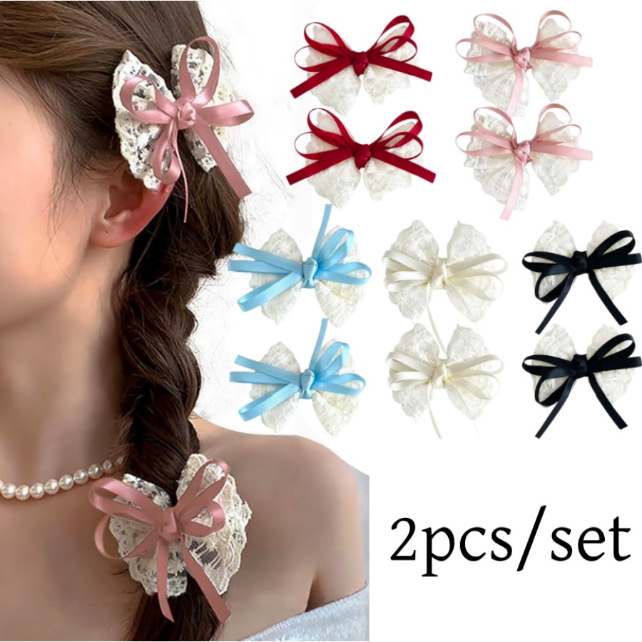 Travel Accessories With Kids - 2 Buah/Set Jepit Rambut Pita Renda